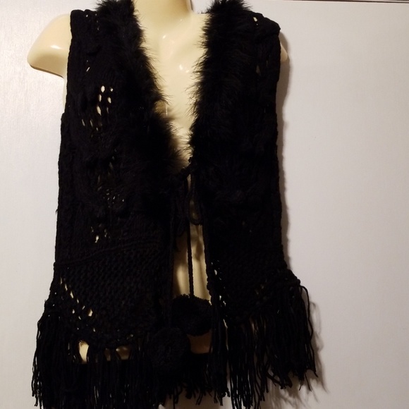 Downtown Coalition Jackets & Coats Knit Feather Boa Sweater Vest W